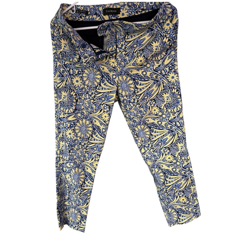 Talbots Navy and Yellow Floral Print Skirt Panel - Picture 2 of 8